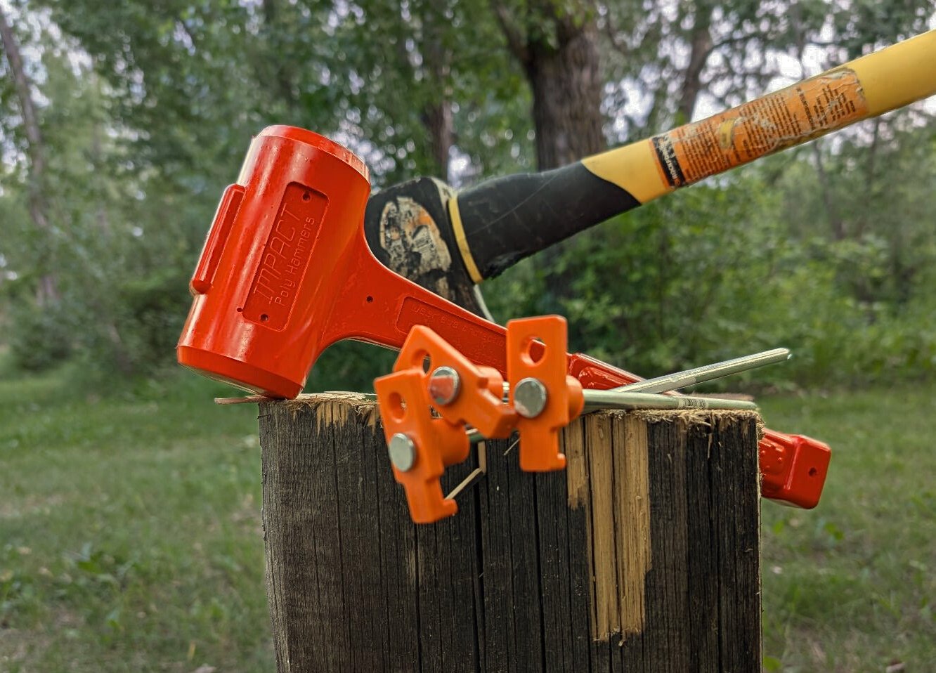 Impact Poly Hammers - 52 oz Orange Dead Blow Hammer In Use